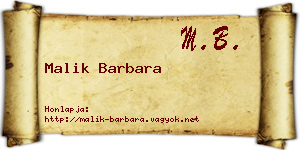 Malik Barbara névjegykártya